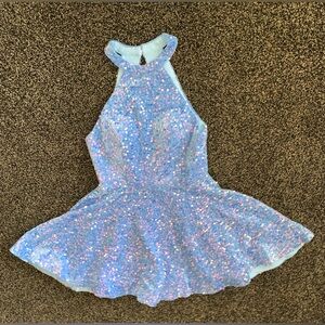 Sparkle Dress - Light Blue Sequins and Velour/Velvet - lined and has pockets